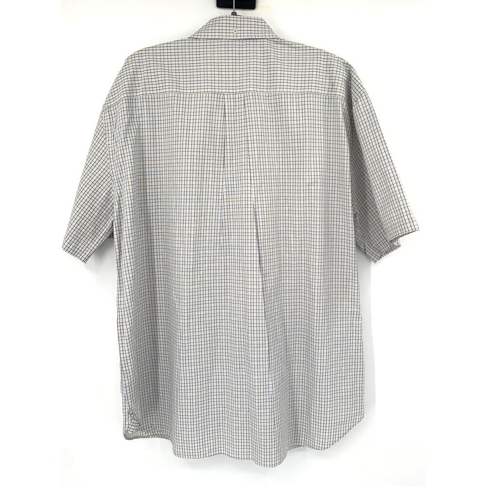 Tommy Hilfiger Beige Plaid Cotton Men's Short Sleeve Button Up Shirt Size XXL - Picture 6 of 9